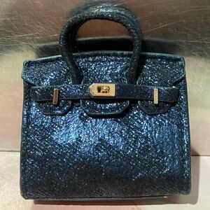 👜 Handmade Mini Metallic Blue Sapphire Birkin AirPods Tote Bag Charm Miniature